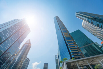 Wall Mural - perspective exterior pattern blue glass wall modern buildings