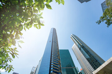 Wall Mural - perspective exterior pattern blue glass wall modern buildings