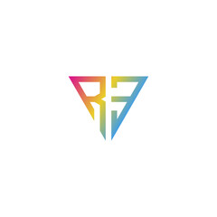 Sticker - initial letter R3 triangle logo vector colorful