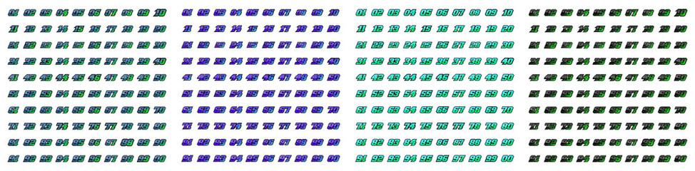 Mega Collection of Racing Number, Set of Start Racing number, sport race number with halftone dots style vector illustration