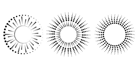 Poster - Modern halftone dots rays set. Vector halftone illustration. Abstract geometric background. Stock image. EPS 10.