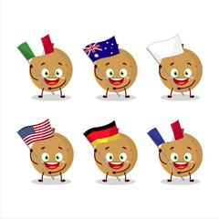 Poster - Longan cartoon character bring the flags of various countries