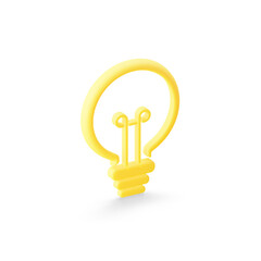Poster - The icon is a stylized flat yellow light bulb. 3D render.