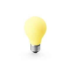 Poster - The icon is a realistic yellow light bulb. 3D rendering.