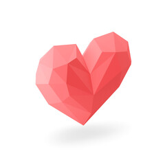 Poster - The red low-poly heart icon. 3D rendering.
