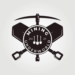 Miner club vintage logo vector illustration design