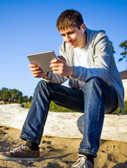 Sticker - Young Man with a Tablet