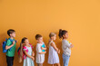 © Pixel-Shot - Little children with books on color background