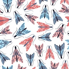 Canvas Print - Seamless butterflies pattern in Scandinavian style. Perfect for fabric, wallpaper, wrapping paper