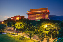 Night View Of Grand Hotel In Taipei, Taiwan