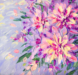 Oil painting. Dahlia in the garden