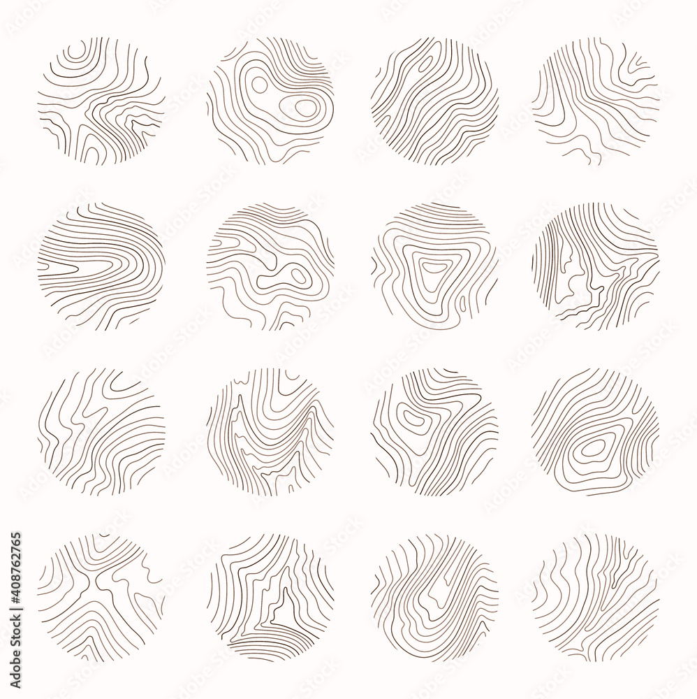 Tree ring, wood line art. Vector topography illustration Stock Vector ...