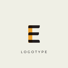 Creative Letter E For Logo And Monogram. Minimal Artistic Style Letter With Yellow Spot For Education, Festive And Party Or Technology Graphic. Vector Typographic Design