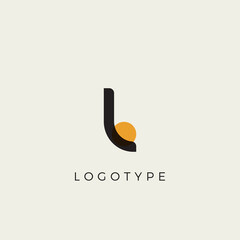 Aufkleber - Creative letter L for logo and monogram. Minimal artistic style letter with yellow spot for education, festive and party or technology graphic. Vector typographic design