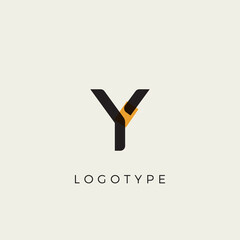 Leinwandbilder - Creative letter Y for logo and monogram. Minimal artistic style letter with yellow spot for education, festive and party or technology graphic. Vector typographic design