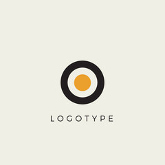 Aufkleber - Creative letter O for logo and monogram. Minimal artistic style letter with yellow spot for education, festive and party or technology graphic. Vector typographic design
