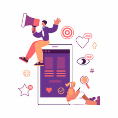 Poster - Vector illustration of social media promotion campaign