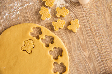 Baking background: cookie making process. Top view, closeup