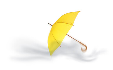 Wall Mural - Open umbrella blown by wind gust on white background