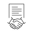 Business contract linear icon. Handshake teamwork line concept. Vector isolated on white.