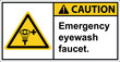 Emergency eyewash faucet.,Sign Caution,Draw from Illustration.
