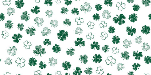 Wall Mural - Clover set. Patrick's day. Hand drawn style. Vector illustration.