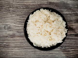 Wall Mural - White rice with sesame in wooden