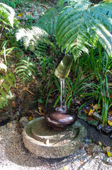 Canvas Print - Fontaine en bambou, parc floral sur l'île de Penang, Malaisie