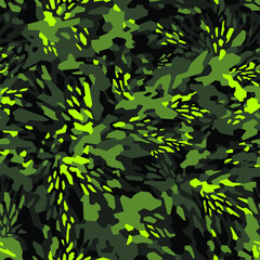 Geometric camouflage texture seamless pattern. Abstract modern military camo endless background. Ornament for fabric, fashion and vinyl wrap print. Vector illustration.