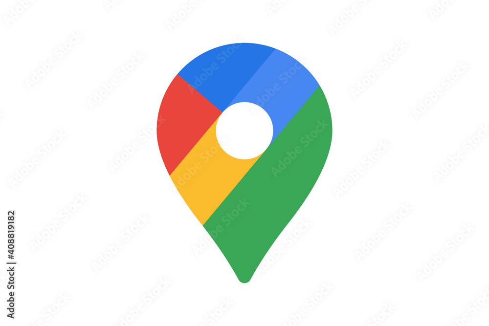 Google maps pin pointer location logo icon. Vector editorial illustration. Vinnitsia^ Ukraine - January 27,2021 - obrazy, fototapety, plakaty 