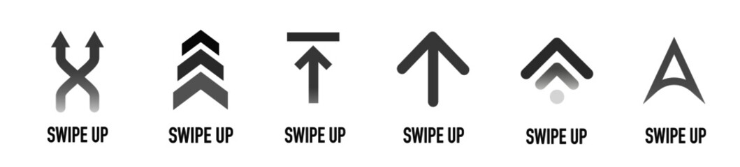 Poster - swipe up buttons set for social media. flat design icons isolated on white back. vector illustration