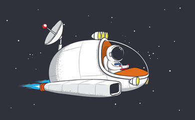 Wall Mural - astronaut flies on starship