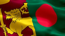 Bangladeshi And Sri Lanka Flag Waving Video In Wind Footage Full HD. Bangladeshi Vs Sri Lanka Flag Waving Video Download. Sri Lanka Flag Looping Closeup 1080p Full HD 1920X1080 Footage. Bangladesh Sri