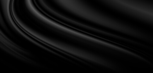 Wall Mural - Black luxury fabric background with copy space
