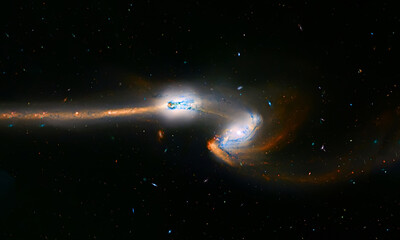 Wall Mural - colliding galaxies, supernova core pulsar neutron star.