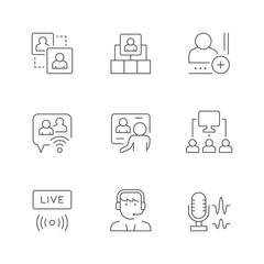 Wall Mural - Set line icons of online meeting