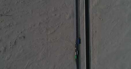 Wall Mural - Aerial photography of the highway on the Gobi in Xinjiang, China