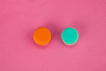 Plasticine Macaroons On A Pink Background