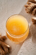 A glass of natural probiotic ginger drink