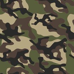 Abstract camo army patterned textile. Forest background. Vector.