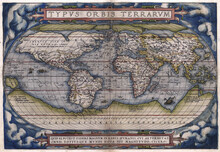 Antique World Map By Abraham Ortelius, Circa 1570