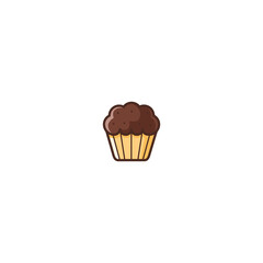 Illustration of Cupcake Filled Color Icon - Fast Food Icon Set Vector Illustration Design.