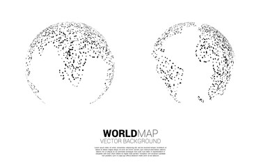 Sticker - Globe 3D World map with random dot . concept of global Digital network