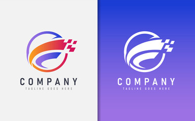 Poster - Abstract Letter F combine with Circle Modern Logo Design.