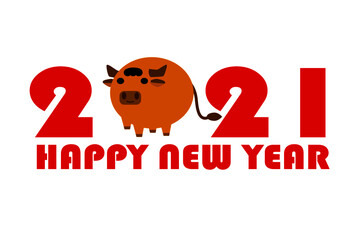 Wall Mural - Bull ox cow animal pet font number 2021 zodiac Chinese character red which translates to English lunar vector decoration ornament happy new year culture asian good luck forever rich wealthy healthy