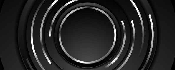 Technology abstract background with silver metallic round shapes. Geometric vector design