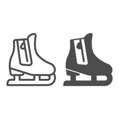Poster - Skates line and solid icon, Winter season concept, Skating sign on white background, Hockey skates symbol in outline style for mobile concept and web design. Vector graphics.