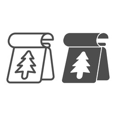 Poster - Calendar with Christmas tree line and solid icon, Winter season concept, fir-tree in Calendar sign on white background, New Year calendar icon in outline style for mobile and web. Vector graphics.