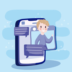 Sticker - smartphone website video call social media cartoon