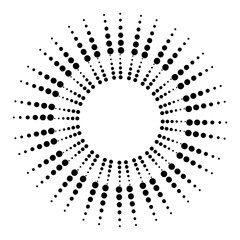 Poster - Black rays from dots halftone. Explosion background. Abstract retro vector texture. Stock image. EPS 10.